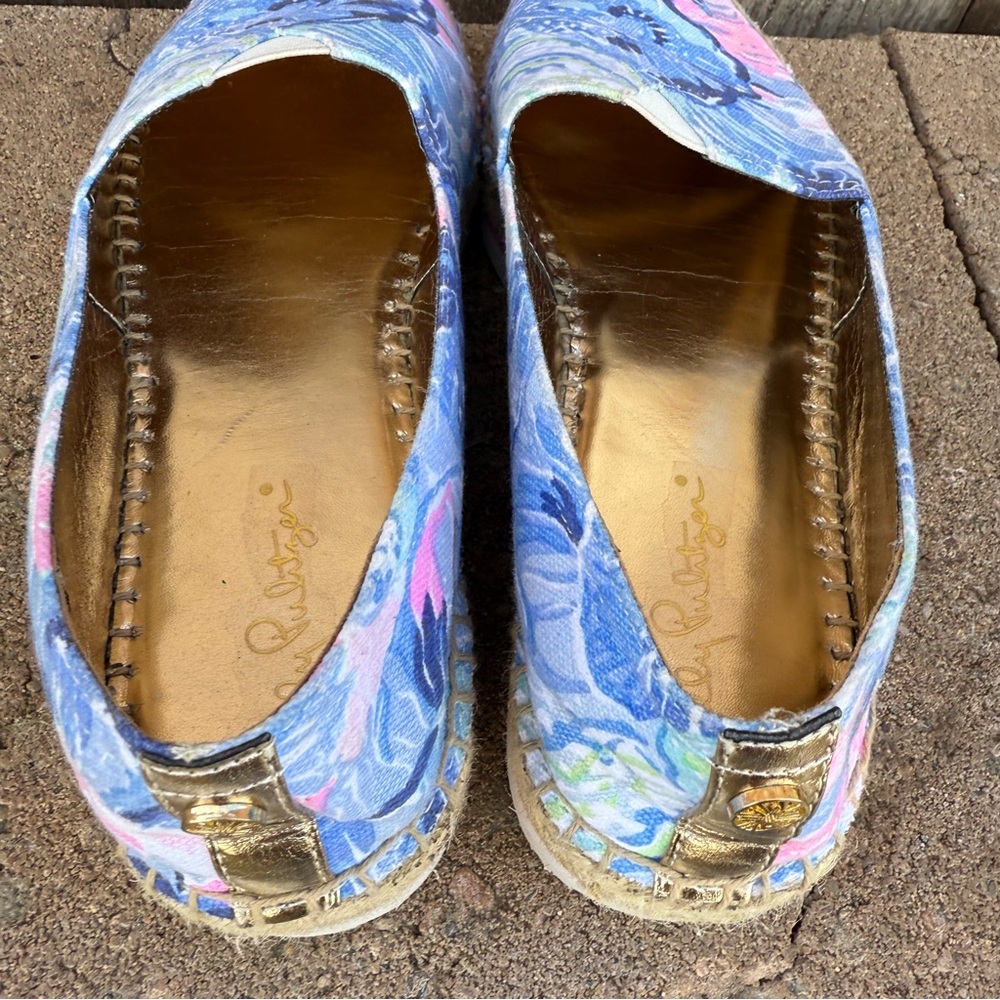Lilly Pulitzer Women’s Marlo Blue Pink Espadrille Platform Loafer Shoe Size 8 - Picture 5 of 11